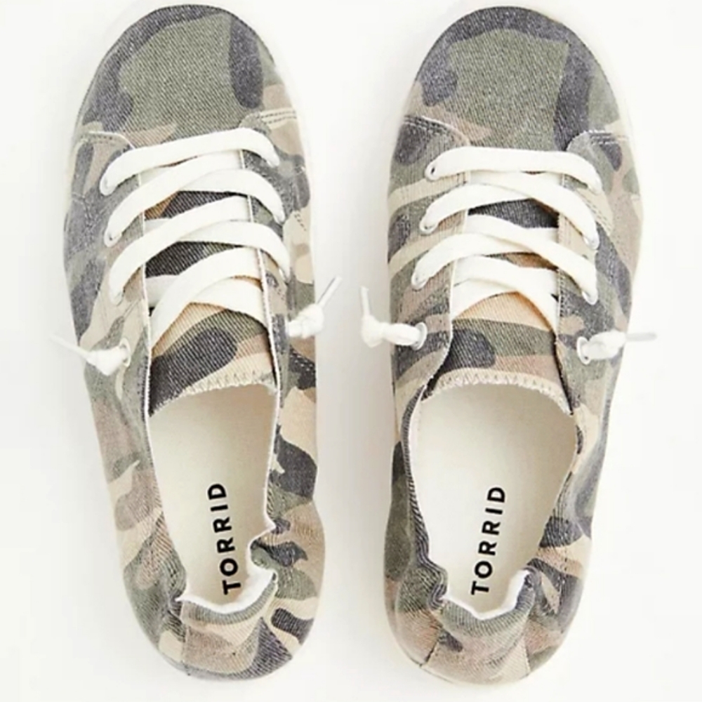 👣TORRID Riley Sneakers  - Camo Ruched Sneakers (Wide Width), footwear, shoes8ww